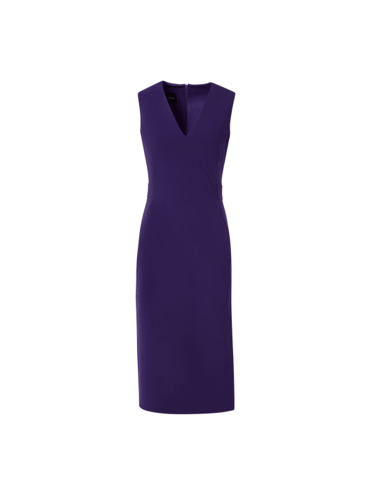 Designer Sleeveless Bi-Stretch Wool Double-Face Shift Dress - purple