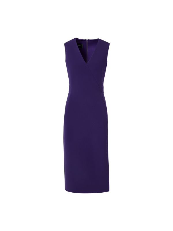 Designer Sleeveless Bi-Stretch Wool Double-Face Shift Dress - purple