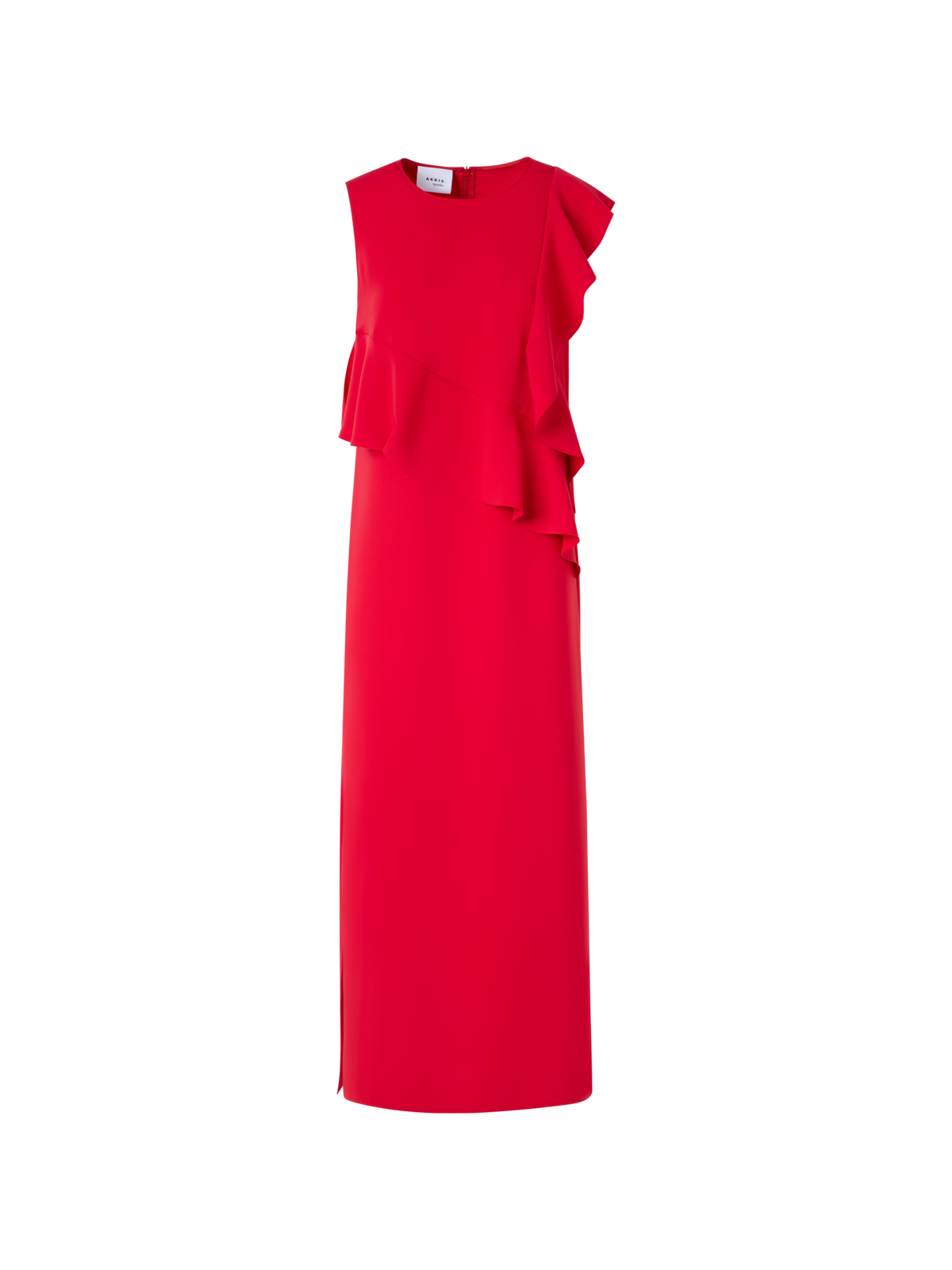 Designer Sleeveless Lasercut-Crêpe Tunic Dress - red