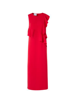 Designer Sleeveless Lasercut-Crêpe Tunic Dress - red