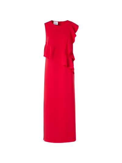 Designer Sleeveless Lasercut-Crêpe Tunic Dress - red