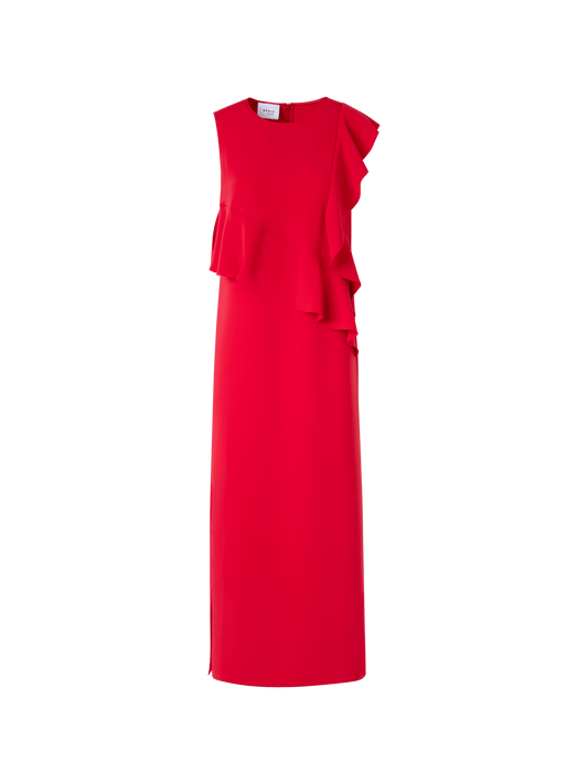 Designer Sleeveless Lasercut-Crêpe Tunic Dress - red