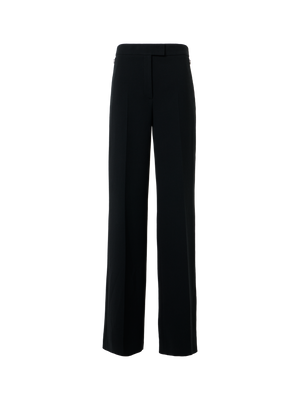 Designer Wide-Leg Wool Crêpe Double-Face Pants