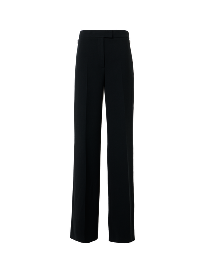 Designer Wide-Leg Wool Crêpe Double-Face Pants