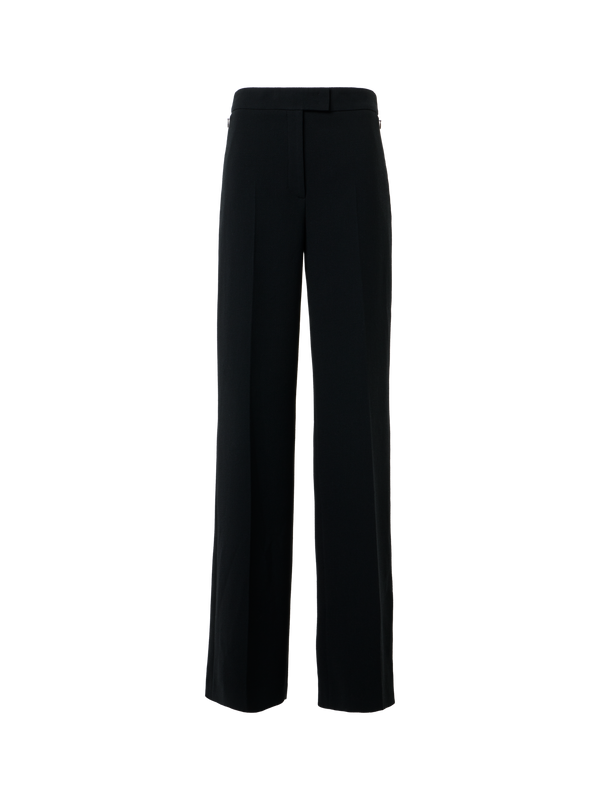 Designer Wide-Leg Wool Crêpe Double-Face Pants