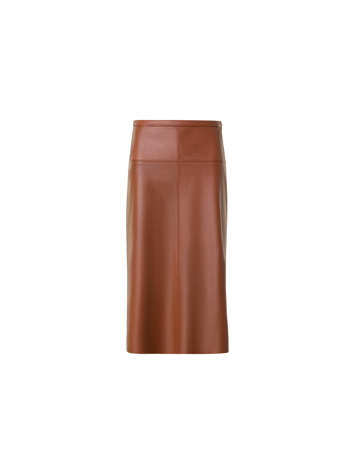 Designer Nappa Leather Skirt in A-line - brown