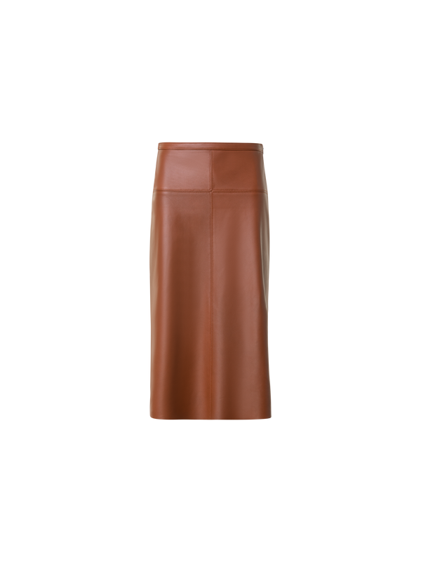 Designer Nappa Leather Skirt in A-line - brown
