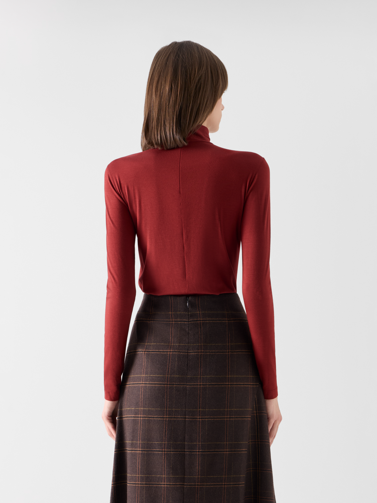 Designer Mock Neck Shirt in Modal Jersey - red 