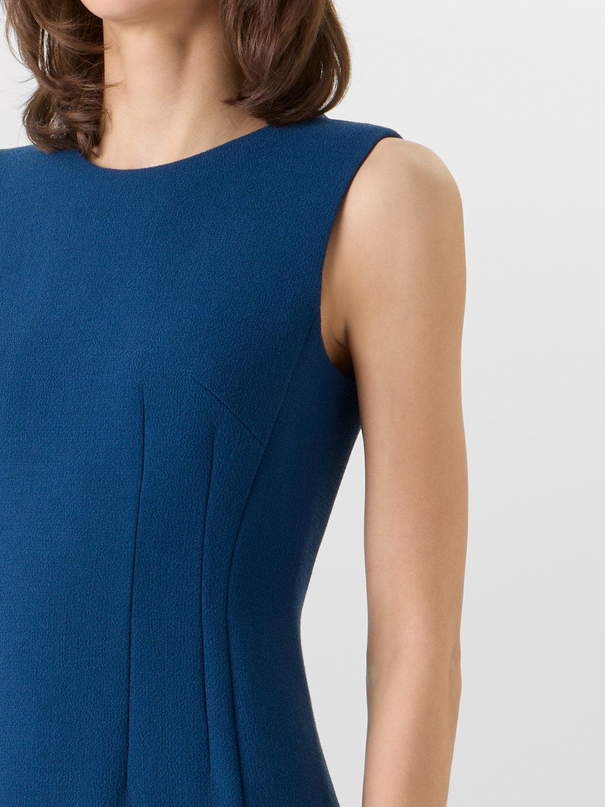 Designer Sleeveless Wool-Crêpe Double-Face Sheath Dress - blue #editorial
