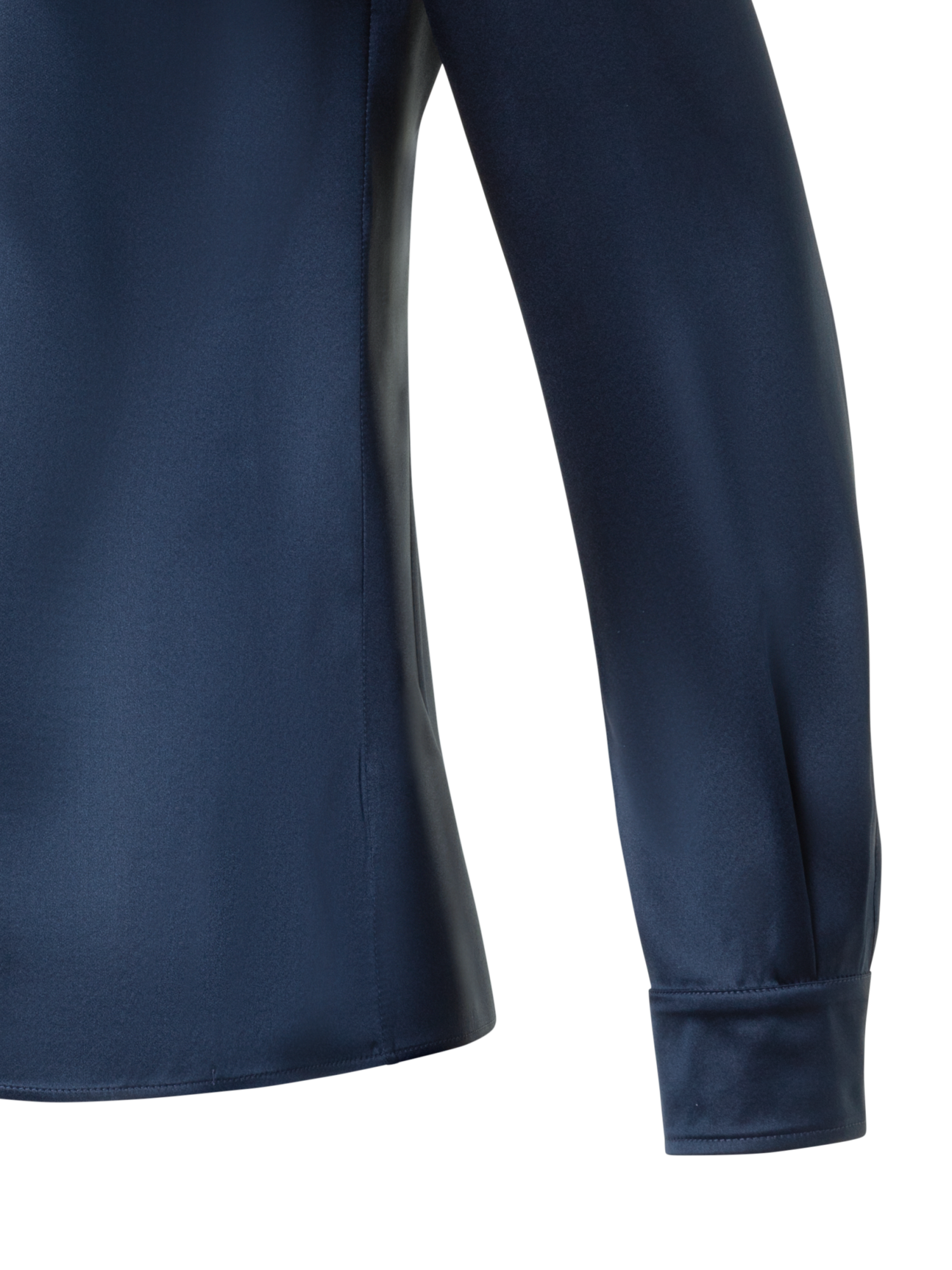 Designer Stretch Silk Satin Shirt Blouse - neutral - navy - blue