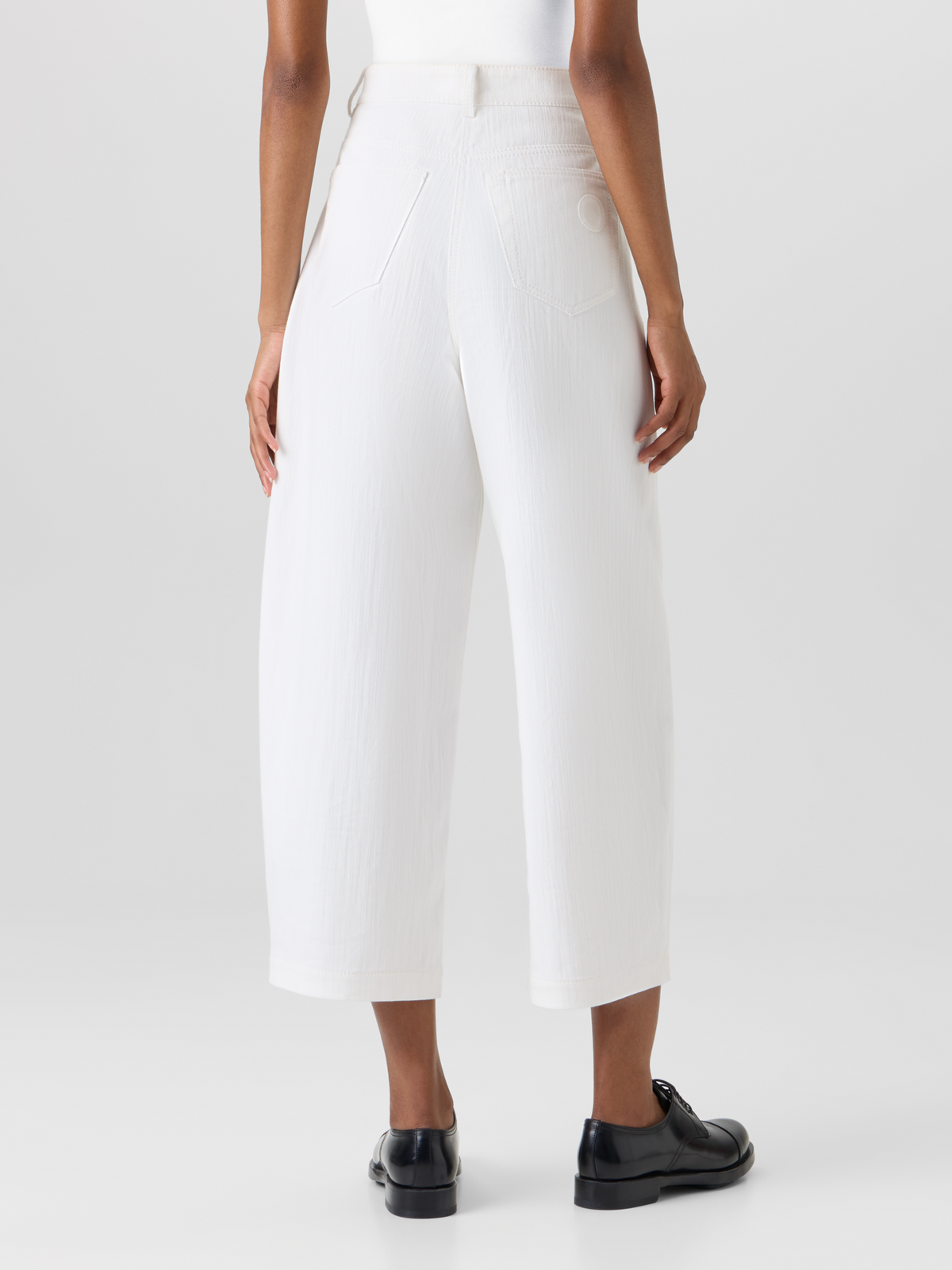 Designer Farrow Pants in Cotton-Stretch Denim - white #editorial