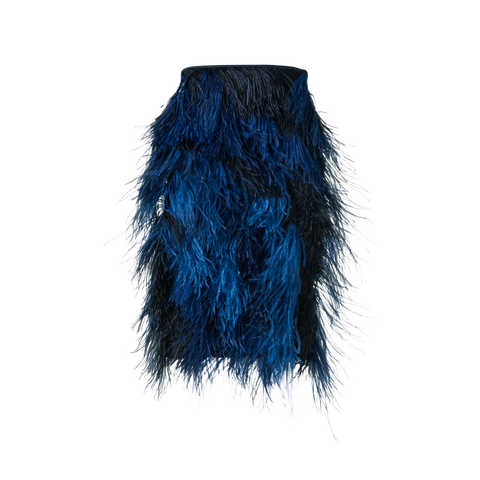 Wool Double-Face Feathered Pencil Skirt