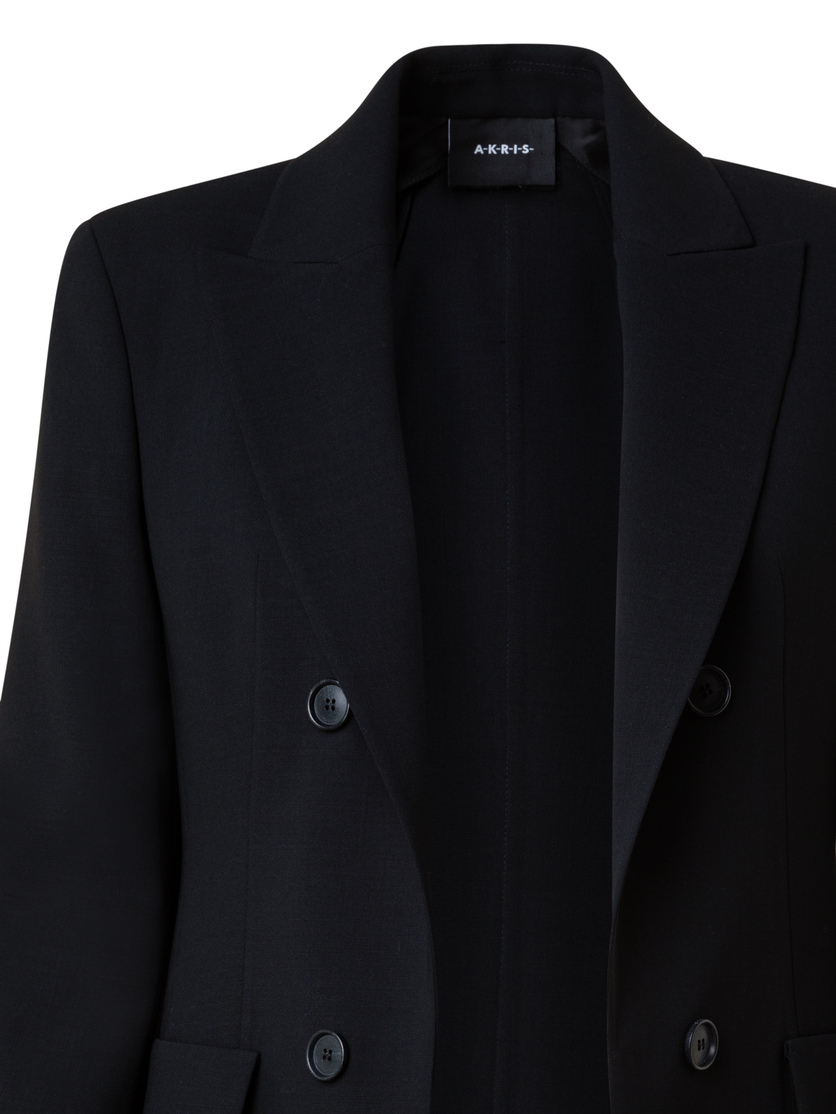 Designer Long Jacket in Wool Double-Face - black