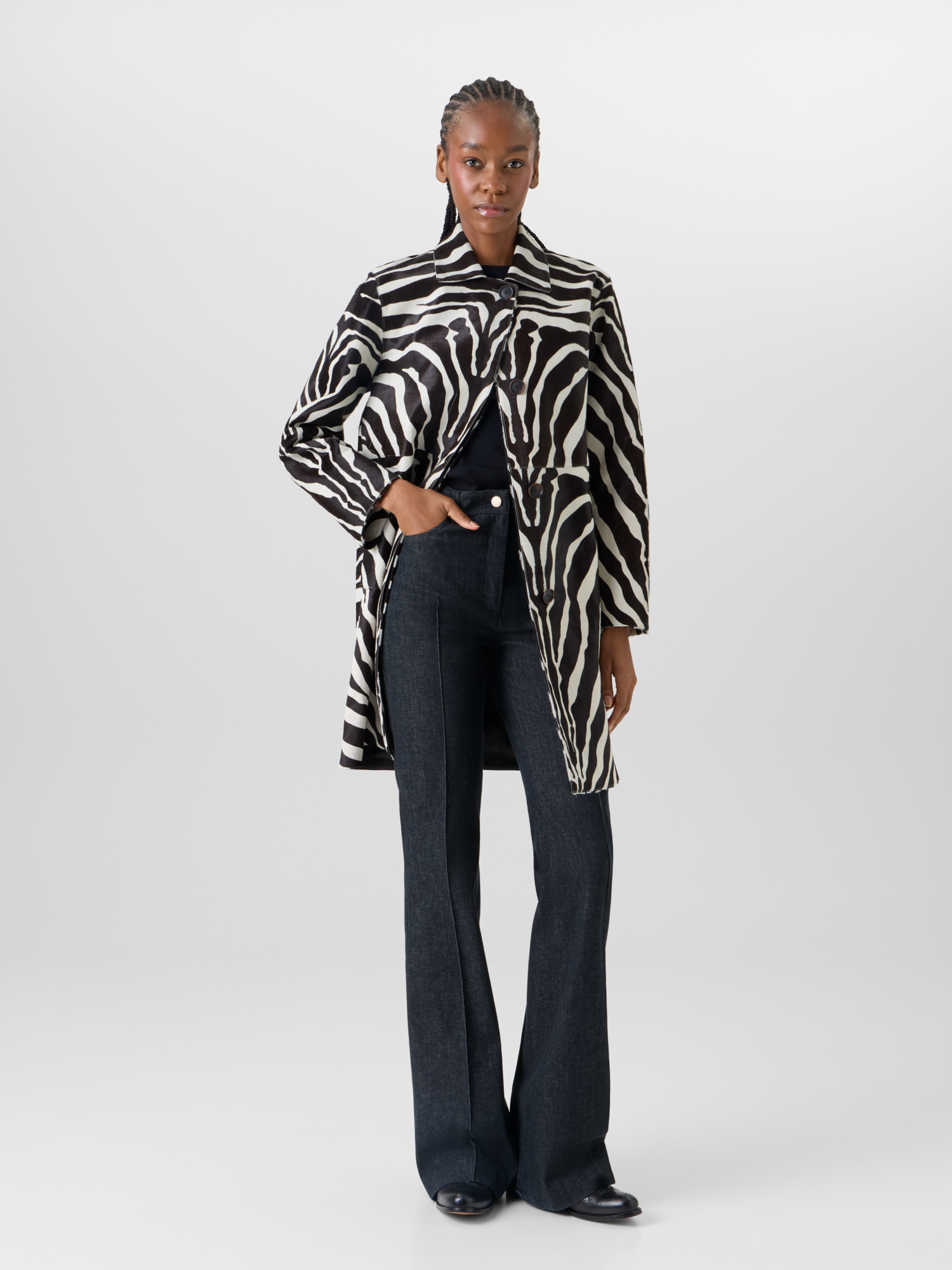 Designer Laron Short Coat in Calfskin - multicolor 