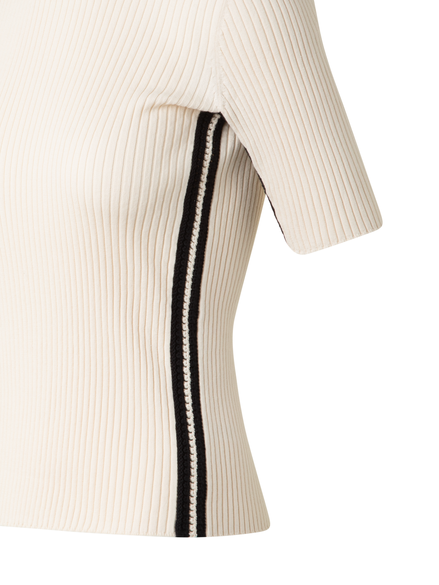 Designer Short Sleeves Sweater with Contrast Stripes - pastel - multicolor - beige