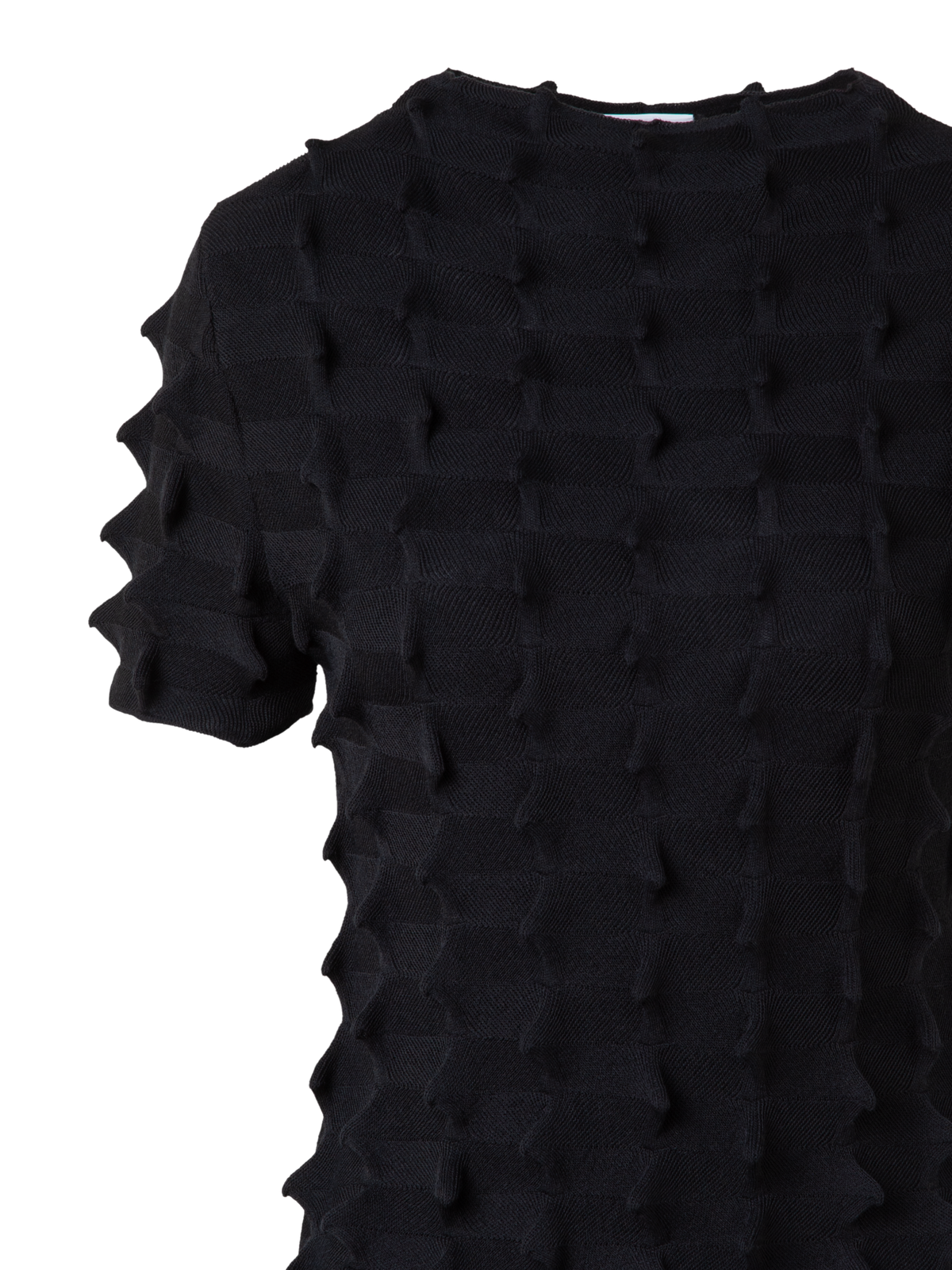 Designer Short Sleeves Sweater in 3D Sail Look - black