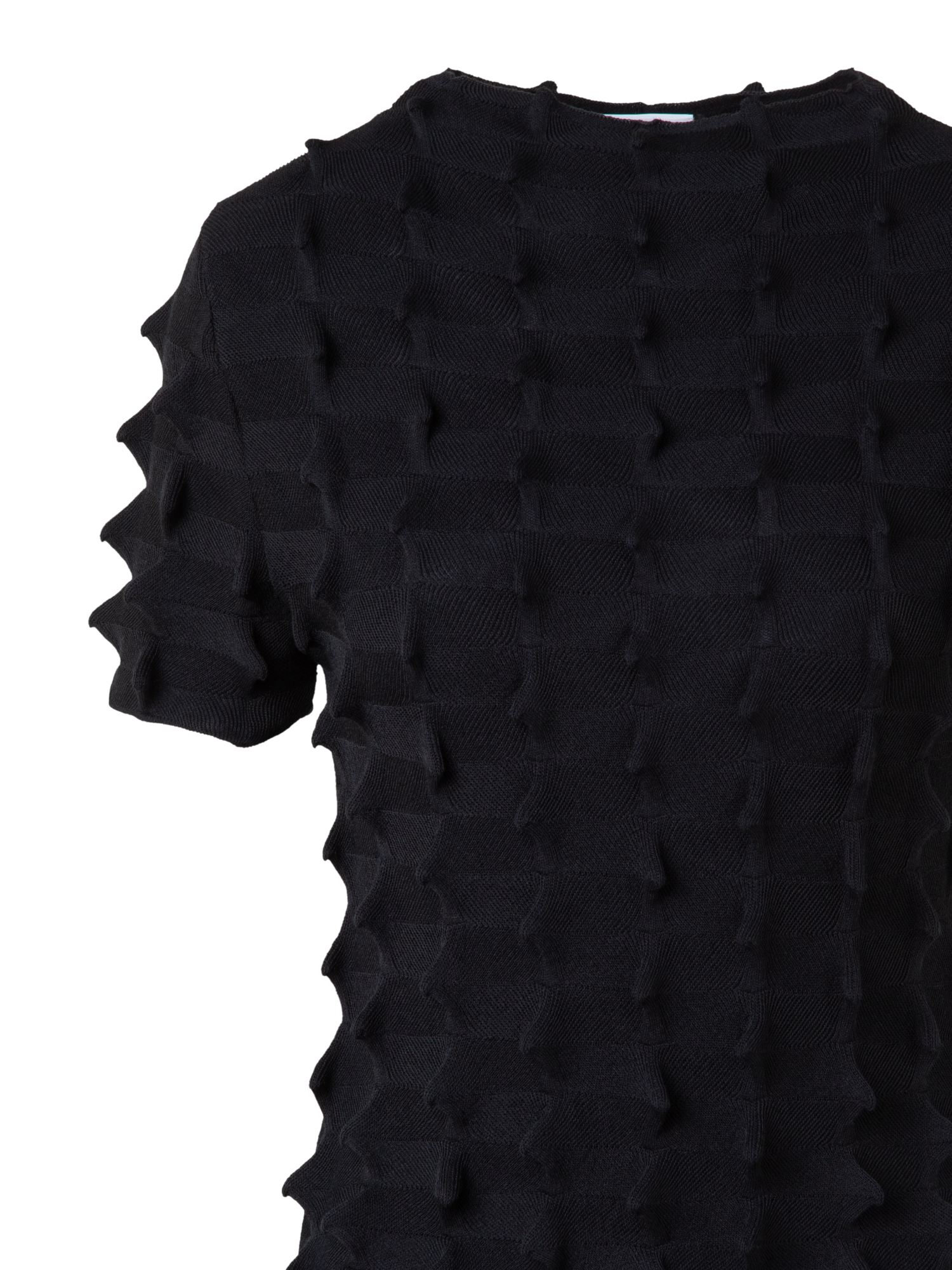 Designer Short Sleeves Sweater in 3D Sail Look - black