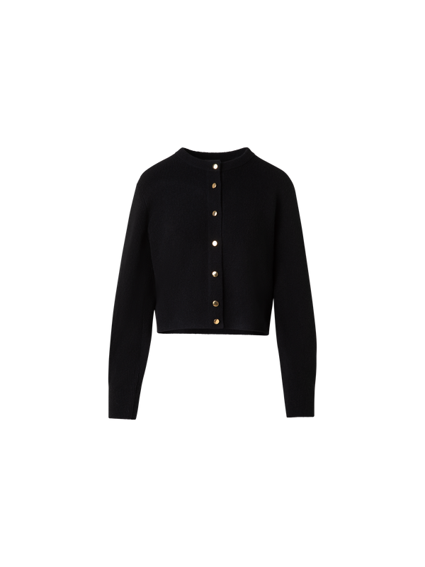 Ribbed Cashmere Cardigan with Gold Buttons – Akris Inc. Ribbed Cashmere Cardigan with Gold Buttons – Akris Inc.