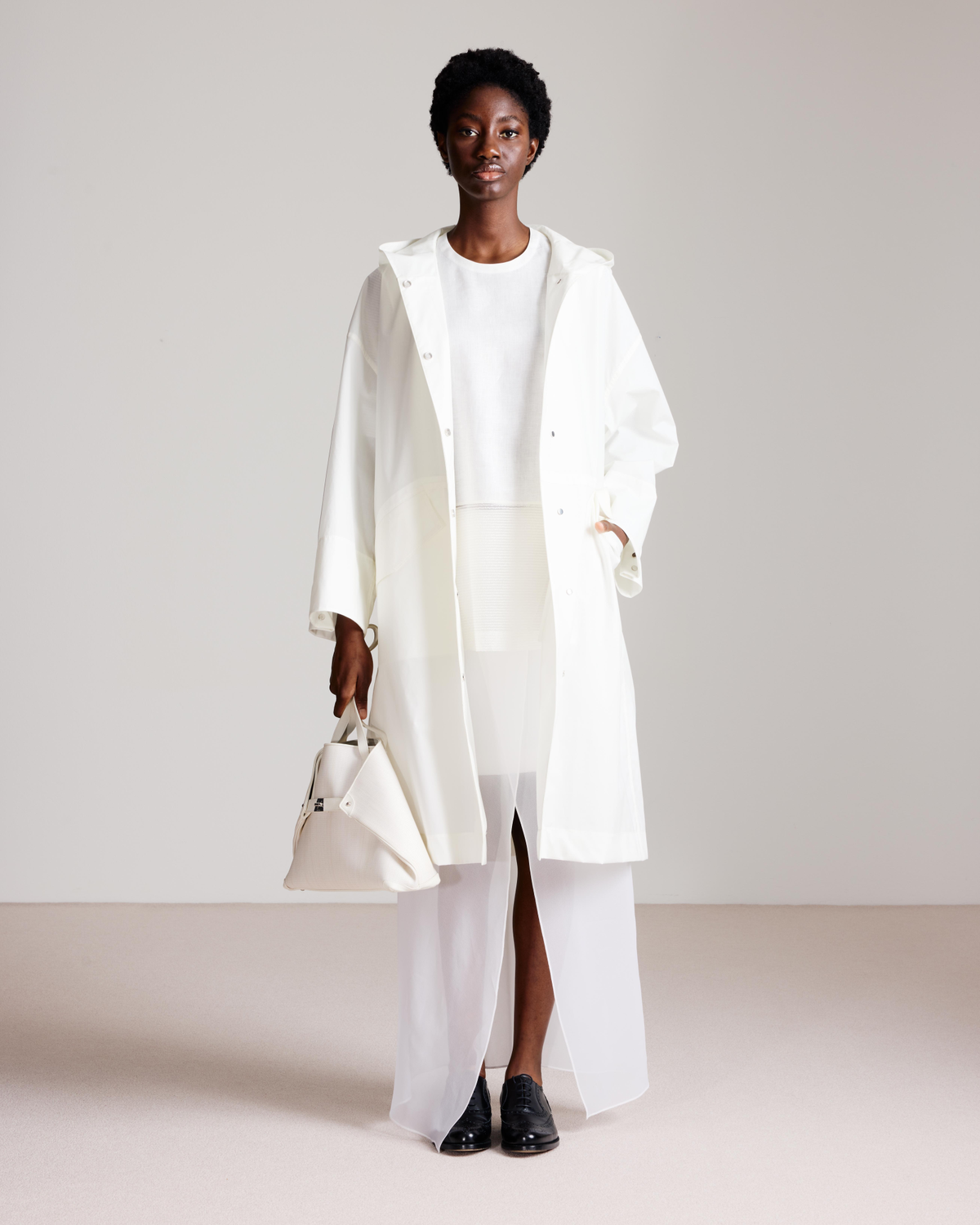 Designer Linen Tunic Blouse with Sheer Sleeves and Side - neutral - ecru - white #editorial