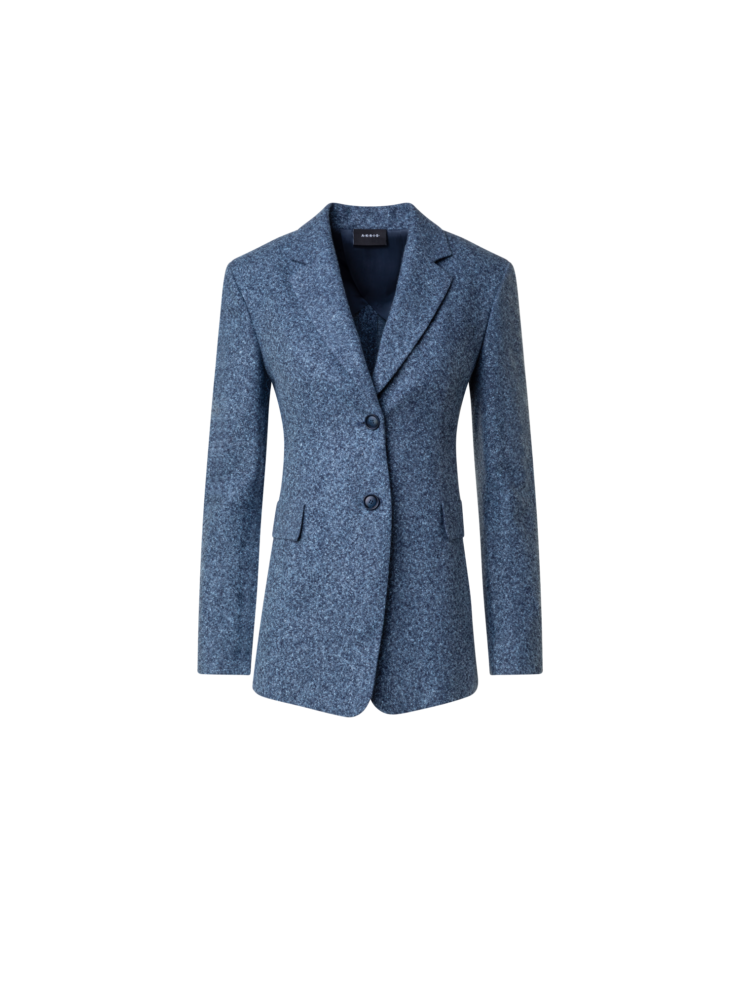 Designer Long Tweed Flannel Jacket in Cashmere Linen - grey