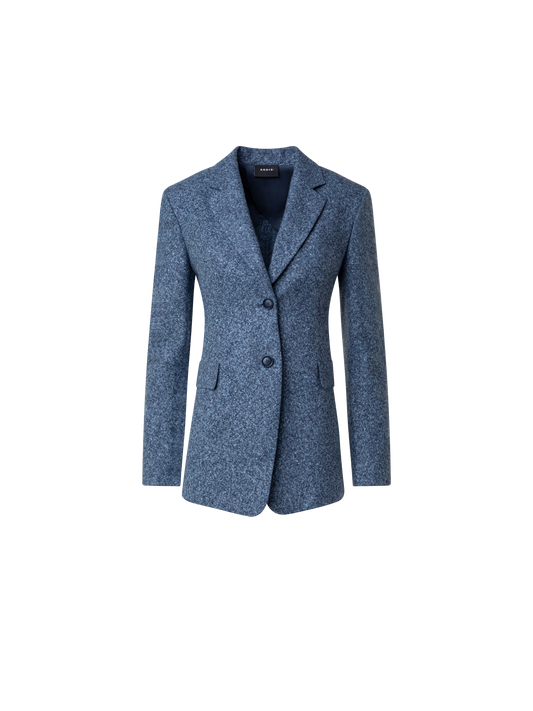 Designer Long Tweed Flannel Jacket in Cashmere Linen - grey