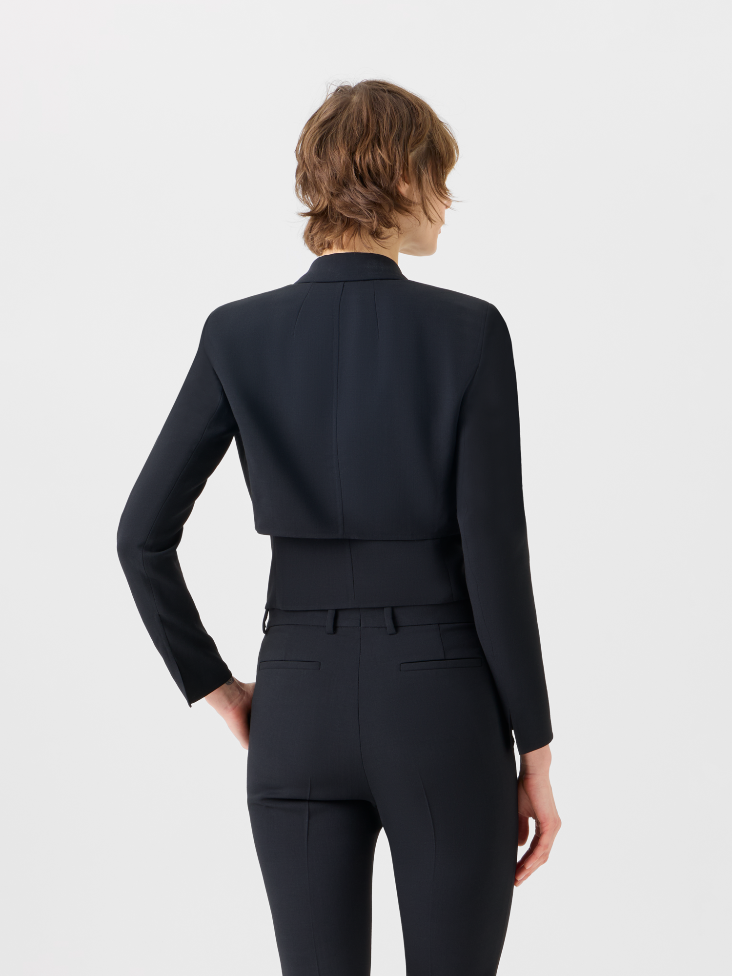 Designer Helline Asymmetrical Jacket with Detachable Bolero - black 
