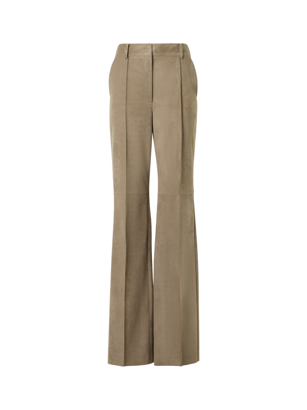 Designer Florine Straight Wide Suede Pants - beige - neutral