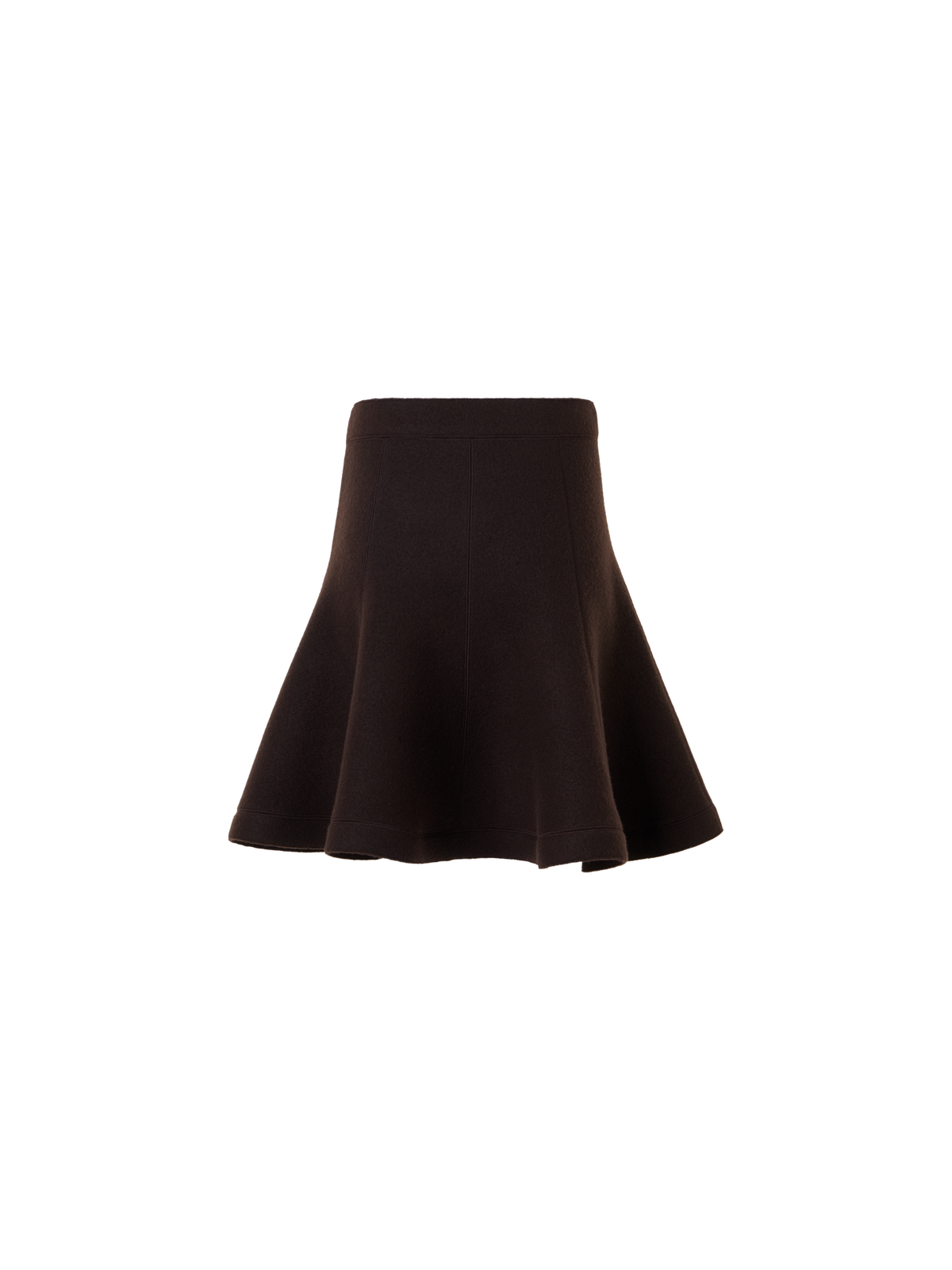 Designer Flared Skirt in Boiled Wool - brown