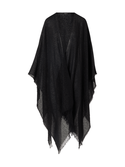 Designer Wool Cashmere Lurex Cape Scarf - multicolor - gold - black