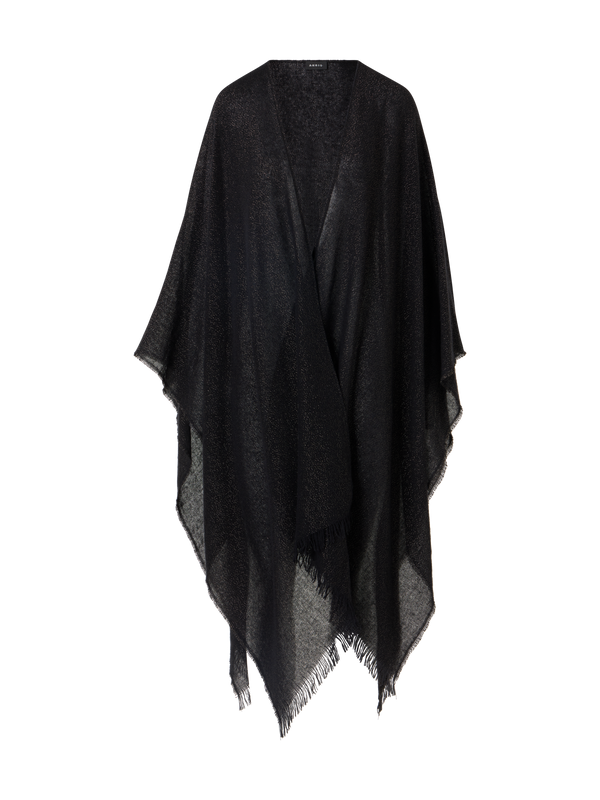 Designer Wool Cashmere Lurex Cape Scarf - multicolor - gold - black