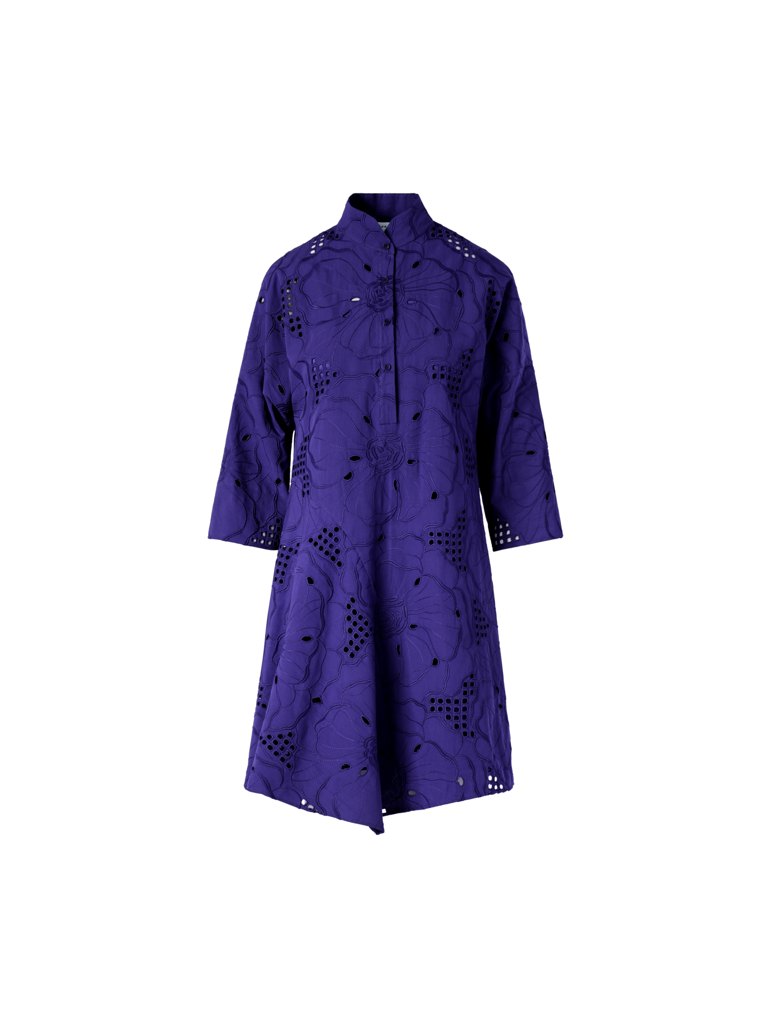 Designer Flower Eyelet Handkerchief Dress - purple