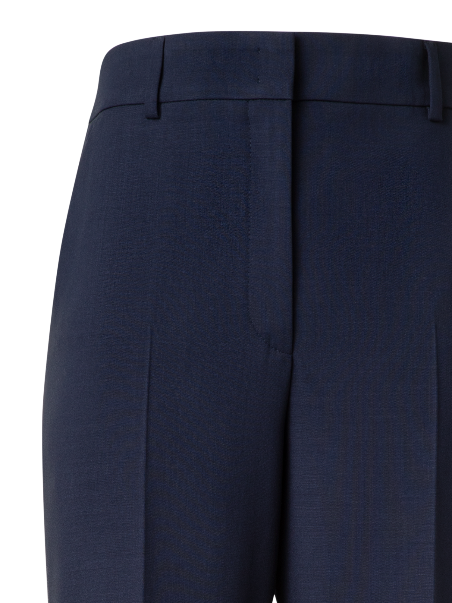 Designer Wide Straight Wool Stretch Double-Face Pants - navy - blue