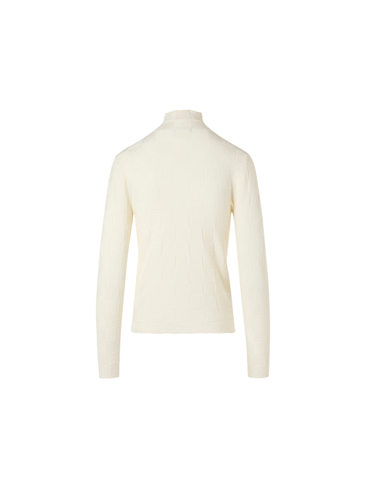 Designer Fitted Wool Sweater with 3D Dice Knit - ecru
