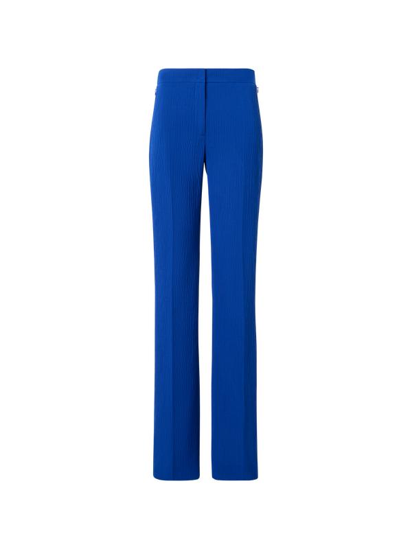 Designer Carl Straight Pants in Structured Cotton Silk - blue