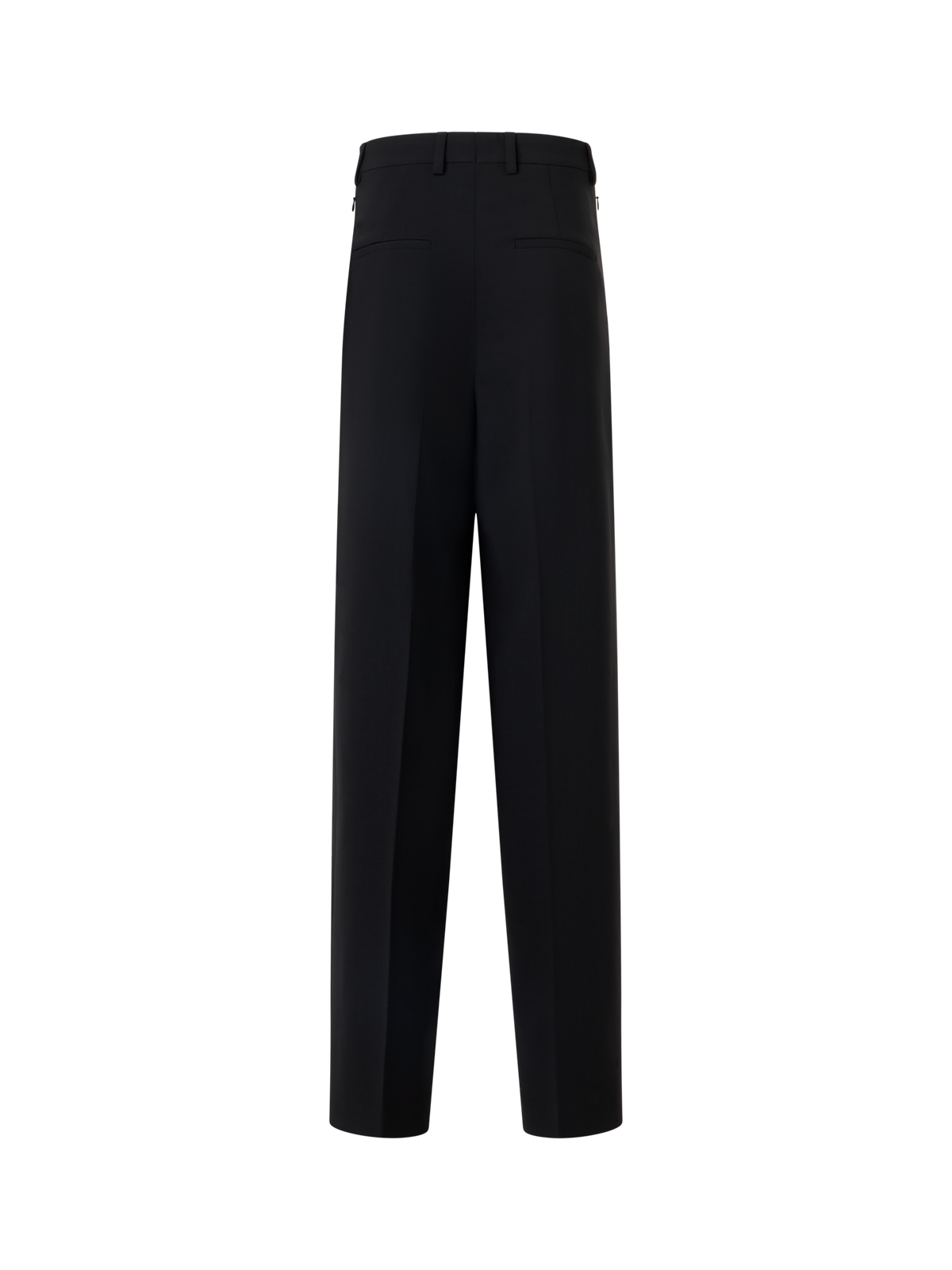 Designer Forest Wide-Straight-Leg Pants in Wool Double-Face - black