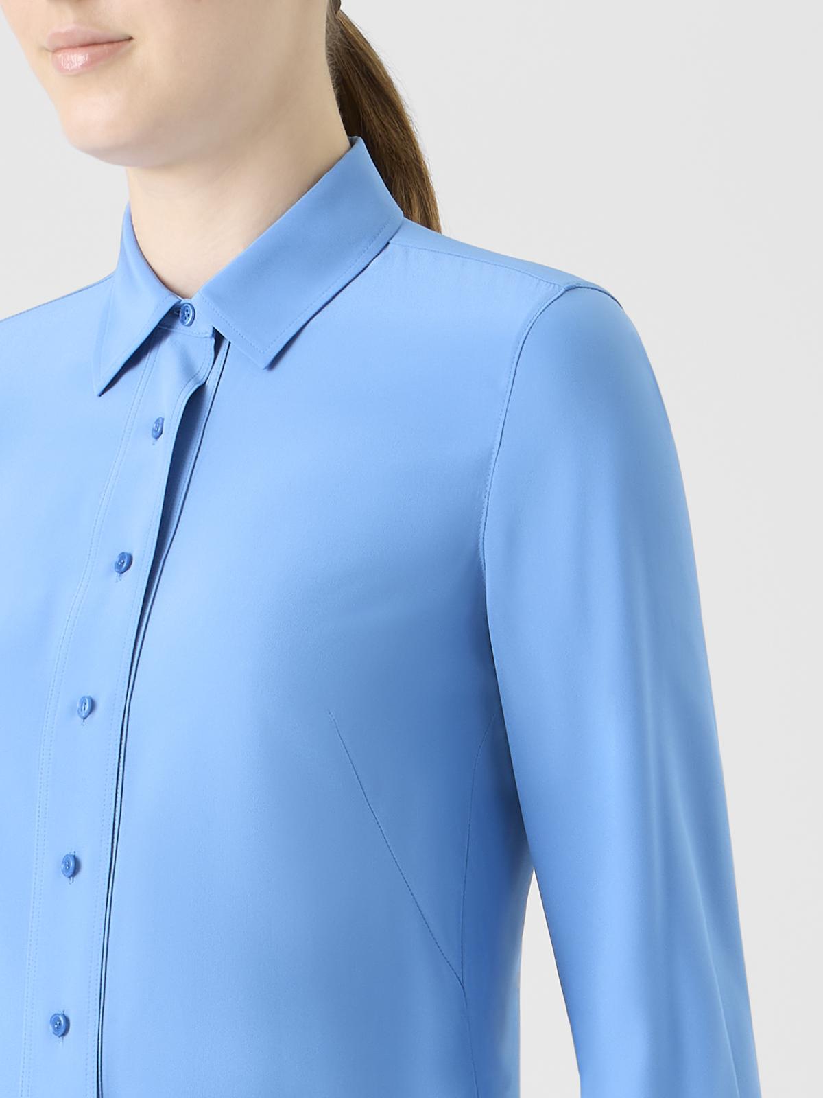 Designer Silk Crêpe Tunic Blouse - blue #editorial