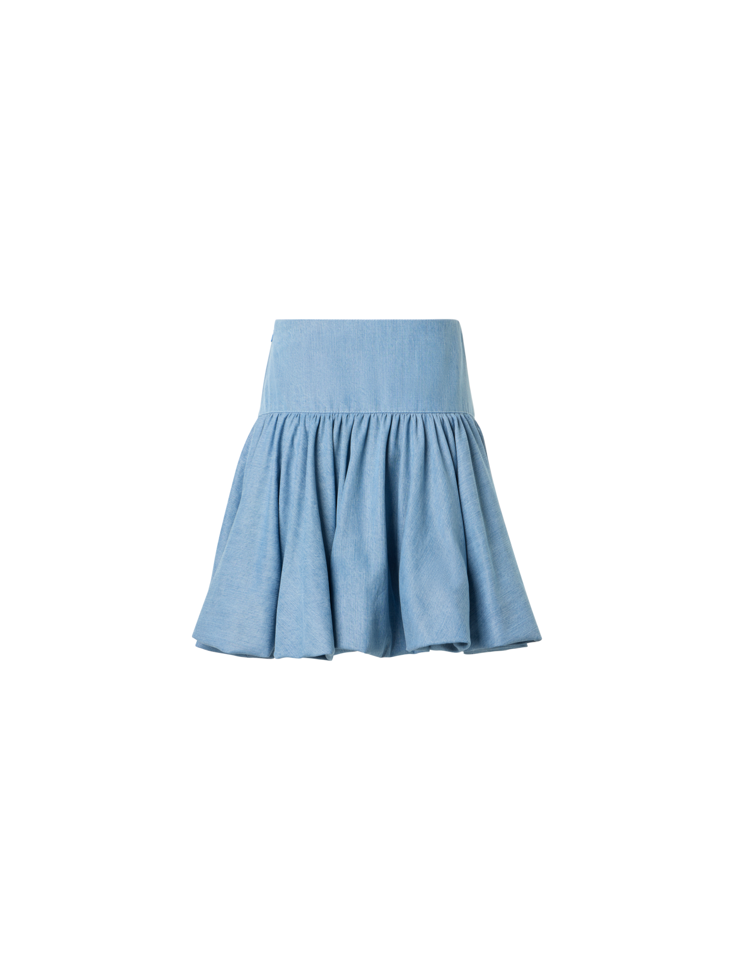 Designer Flared Flounced Mini Viscose Denim Skirt - blue