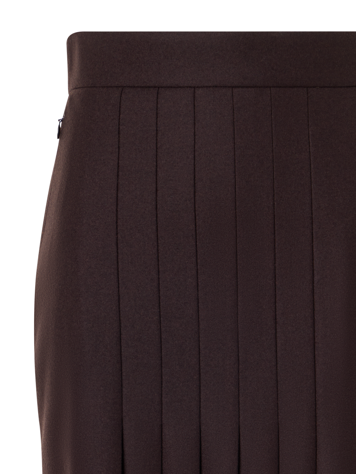 Designer Pleated Midi Pencil Skirt in Wool Flannel - brown