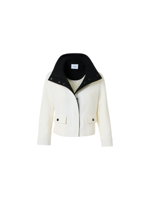 Designer Contrast Wool Tricotine Jacket - multicolor - ecru