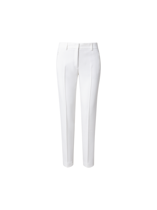 Designer Straight Jersey Stretch Pants - ecru - white