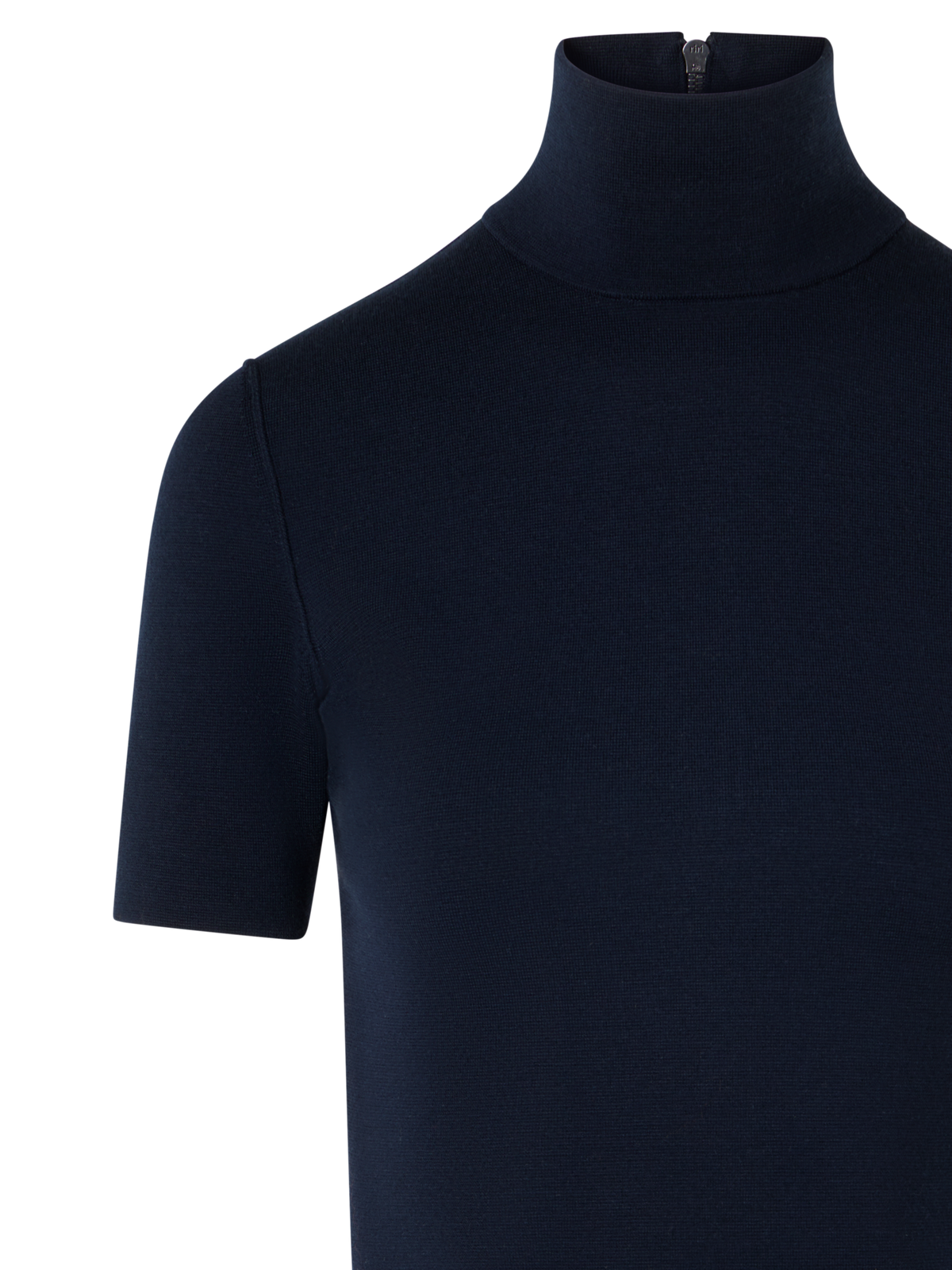 Designer Shortsleeve Wool Milano Knit Sweater - navy