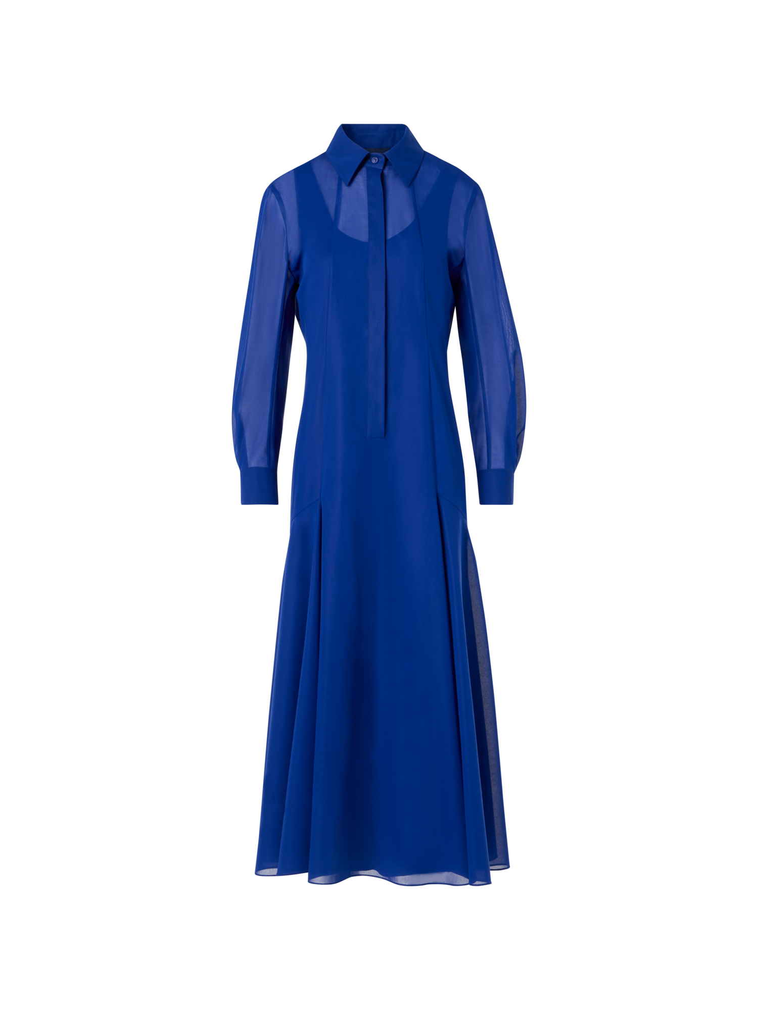 Designer Midi A-Line Dress in Cotton Voile - blue