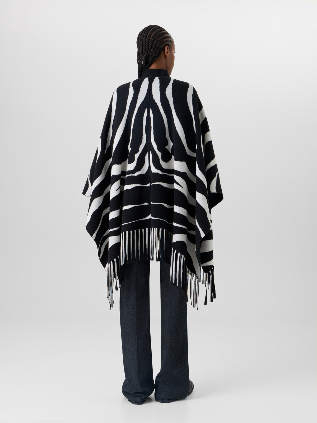 Designer Cashmere Double-Face Knit Cape - multicolor #editorial