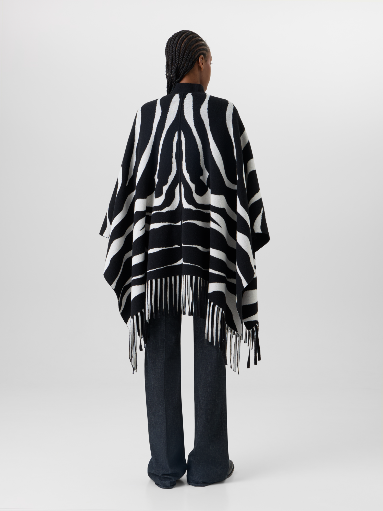 Designer Cashmere Double-Face Knit Cape - multicolor 