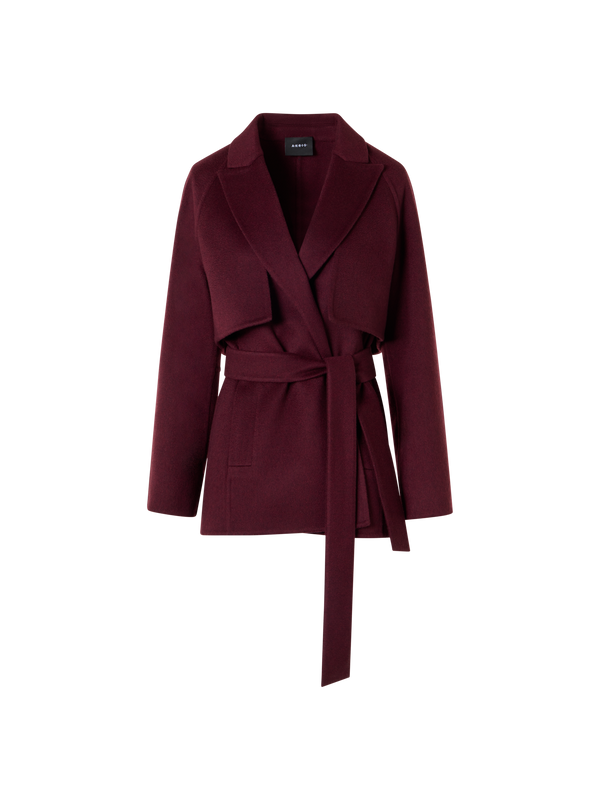 Designer Short Cashmere Duo Coat with Detachable Bolero - red