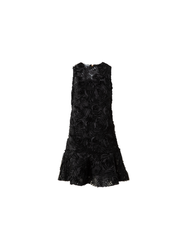 Cocktail Dress with 3D Carnation Embroidery Black / 4 Cocktail Dress with 3D Carnation Embroidery Black / 4