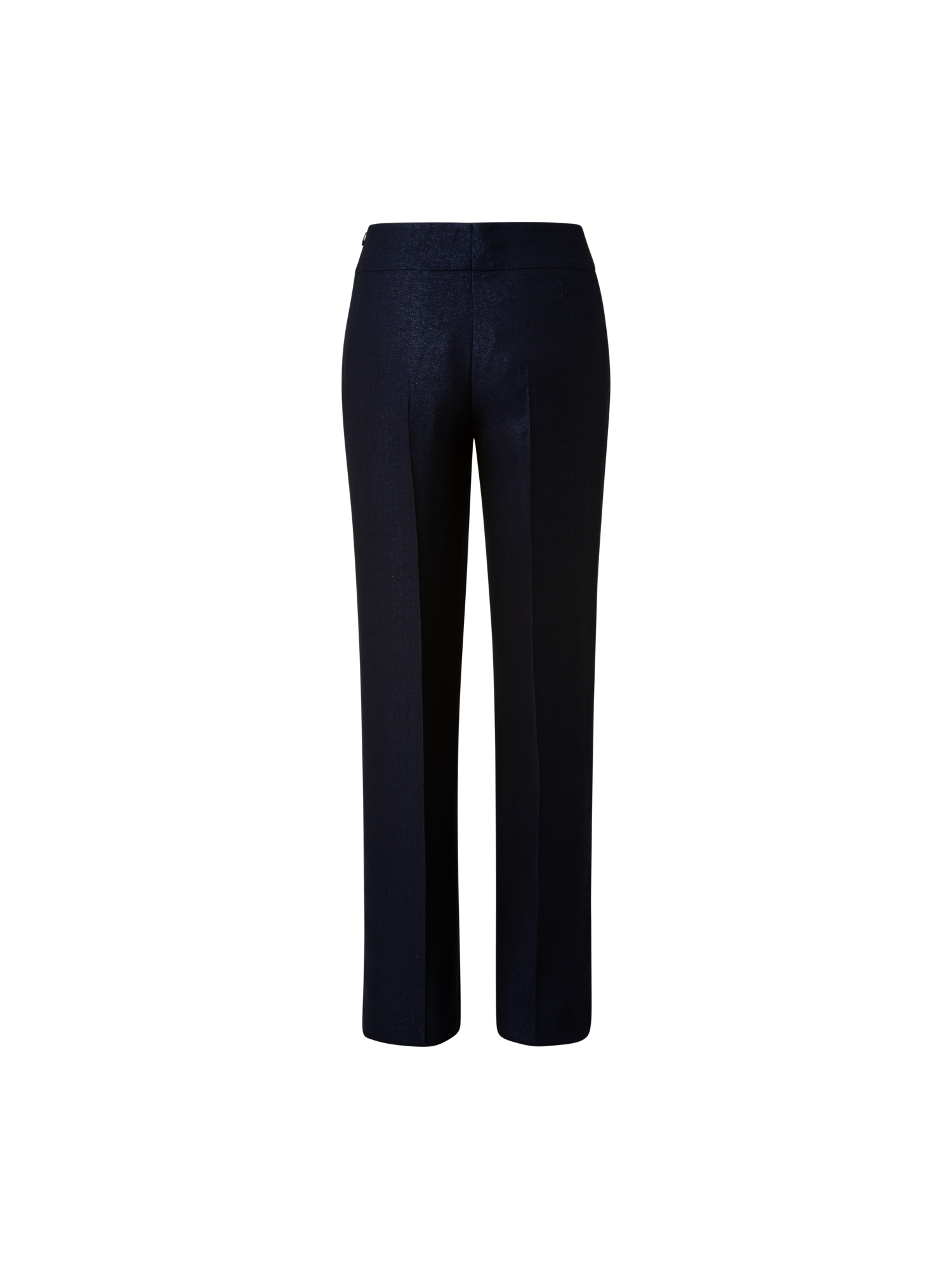 Designer Straight Wool Lurex Pants - navy - blue