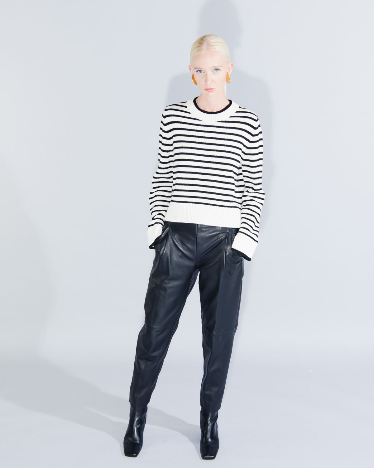 Designer Chunky Cotton Stripes Knit Sweater - black - multicolor - ecru - white #editorial