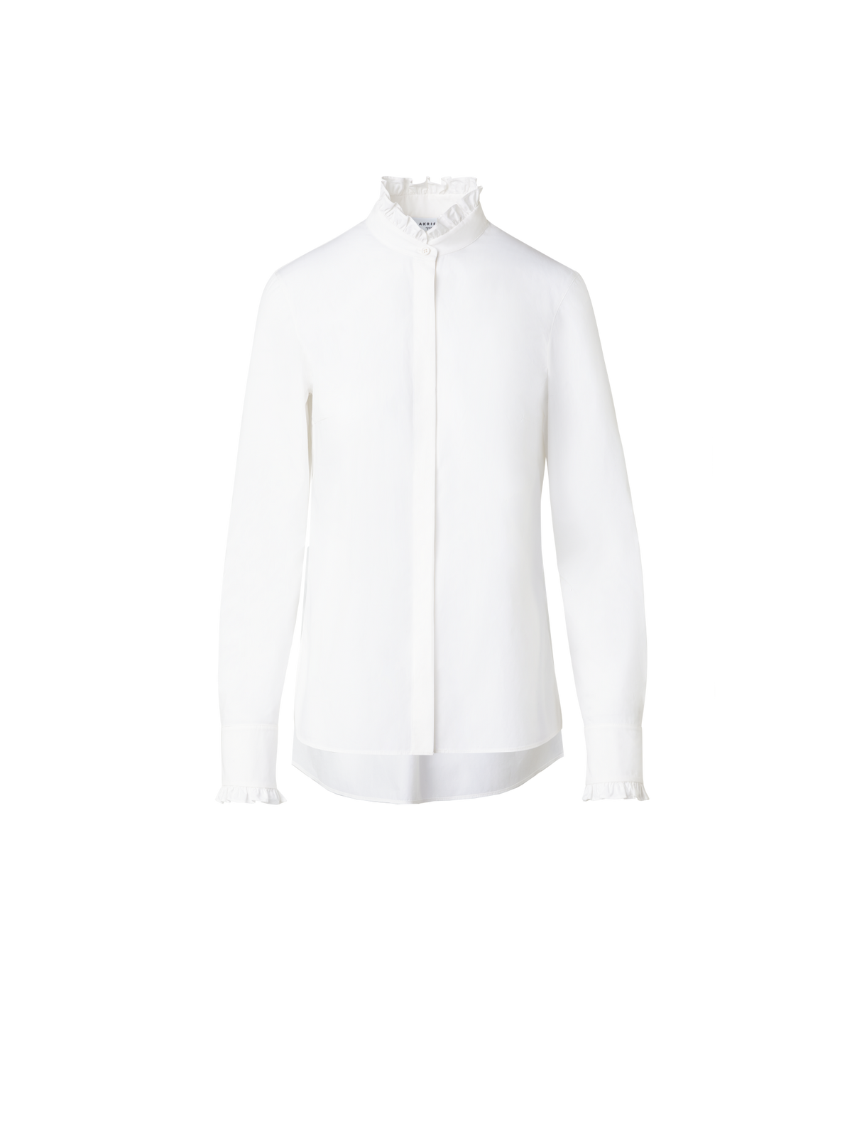 Designer Cotton Poplin Ruffle Collar Blouse - ecru - white