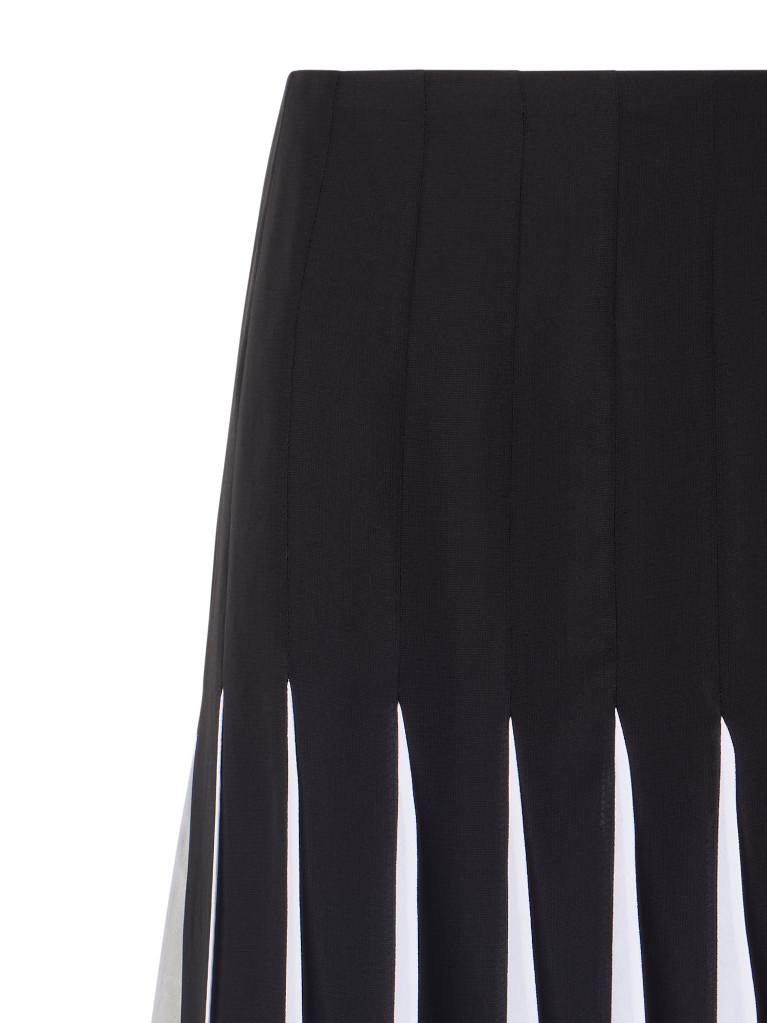 Designer Silk Midi Skirt with High Plains Insets - black